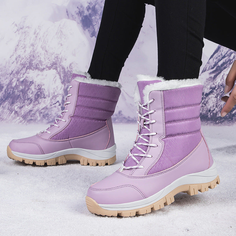 Damen Winterfestige gefütterte Stiefel mit rutschfester Sohle und hohem Schaft R&B