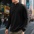 Herren nan leichter Waffel-Halbzip-Pullover mit Stretchanteil und Stehkragen R&B