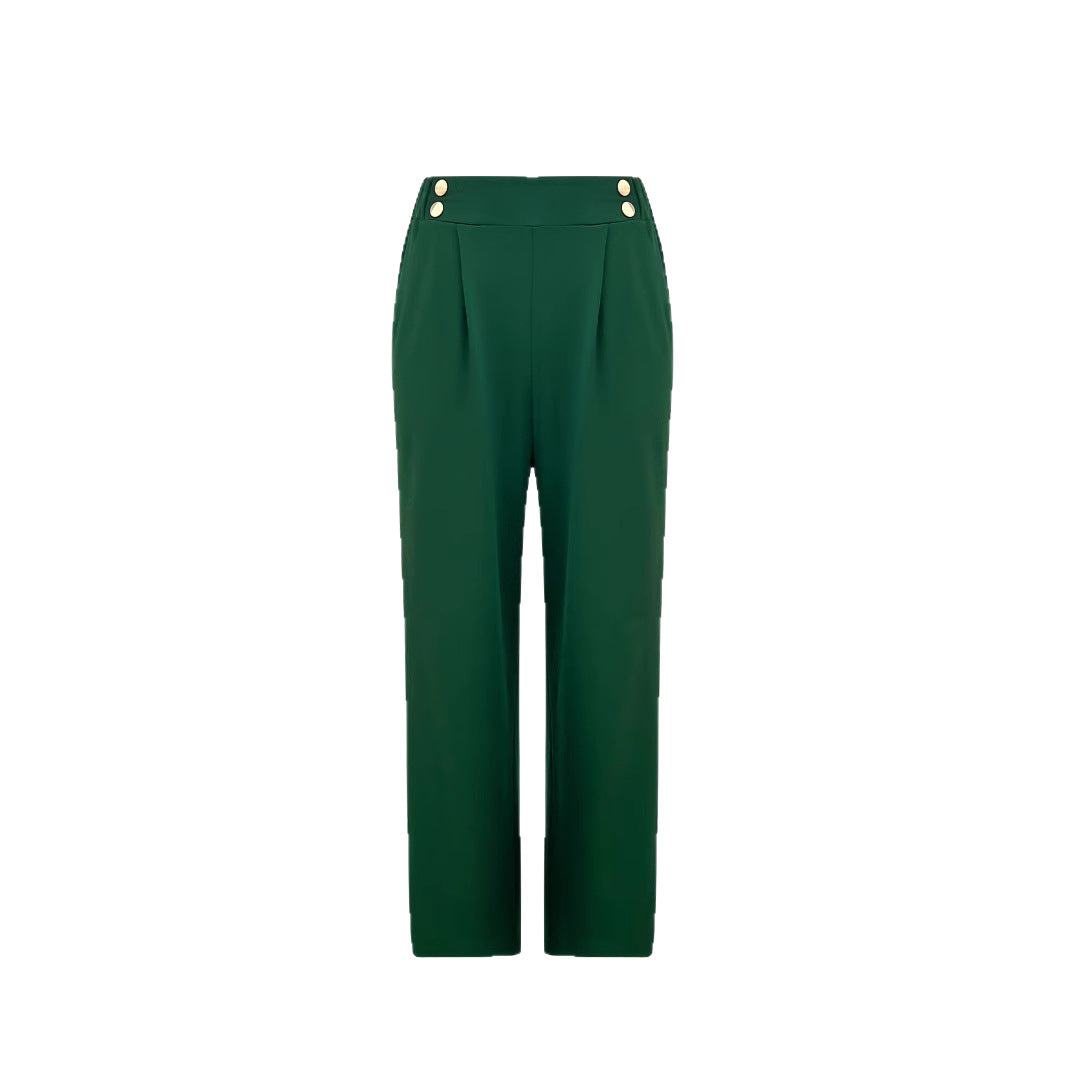 Damen Weit geschnittene Hose mit eleganter Knopfdetail R&B