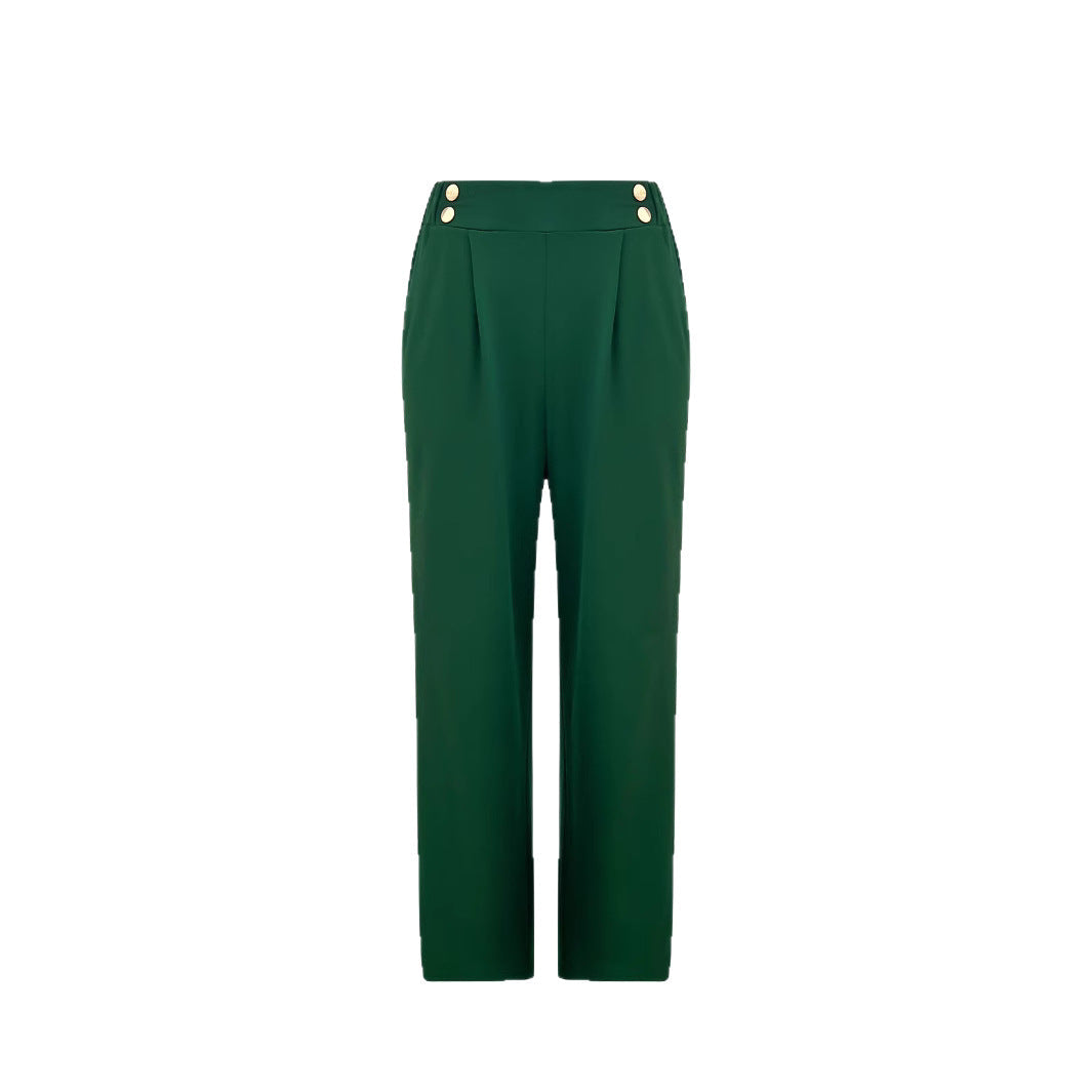 Damen Weit geschnittene Hose mit eleganter Knopfdetail R&B