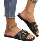 Damen glamouröse Riemchen-Sandalen mit eleganter Kettenverzierung R&B