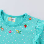 Mädchen Kurzarm Kleid mit verspieltem Hasen- und Blumenmotiv R&B