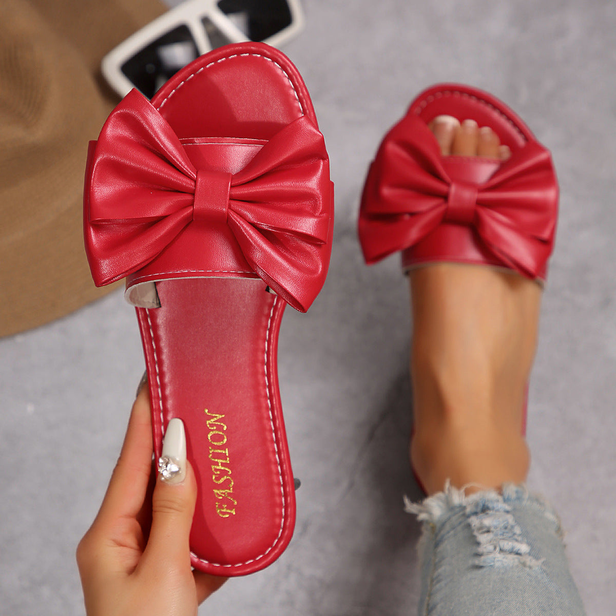Damen elegante Slipper mit großzügigem Schleifen-Detail R&B