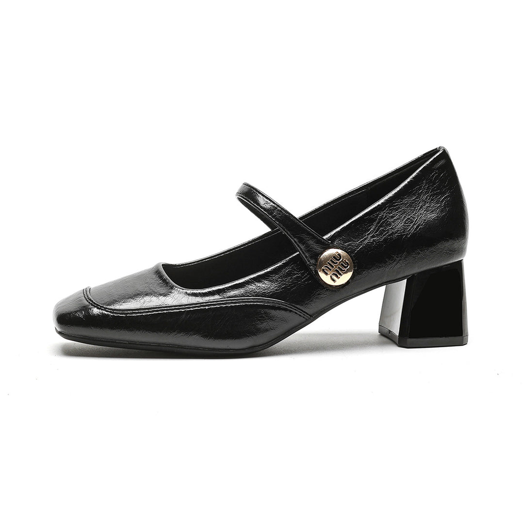 Damen elegante Mary-Jane Pumps mit modischer Schnalle R&B