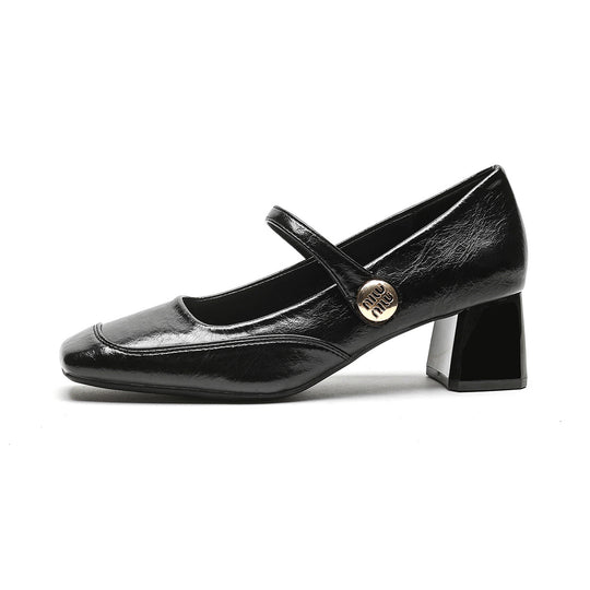 Damen elegante Mary-Jane Pumps mit modischer Schnalle R&B
