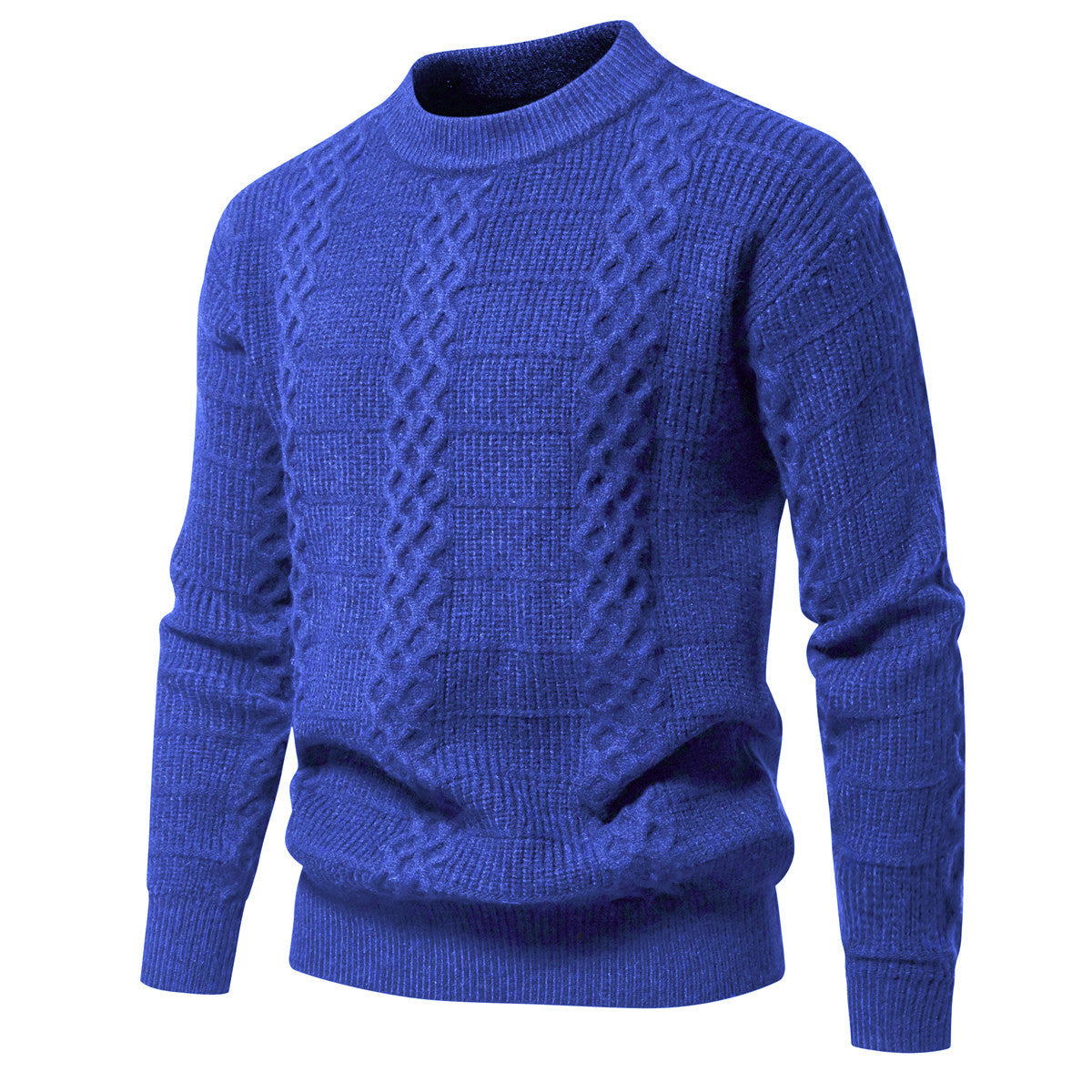 Herren Strukturierter Strickpullover mit hohem Kragen