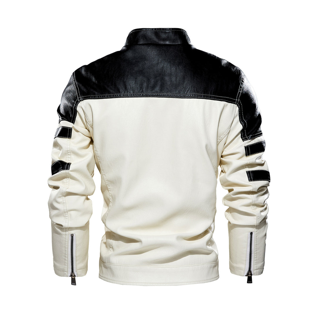 Herren modische Bikerjacke imitat mit kontrastierenden Farbpanelen R&B