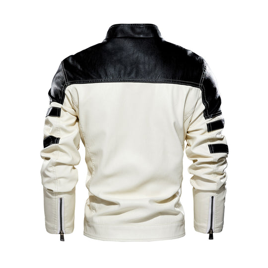 Herren modische Bikerjacke imitat mit kontrastierenden Farbpanelen R&B