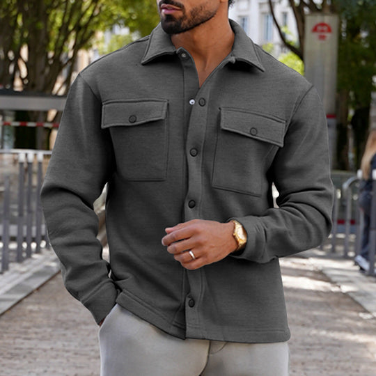 Herren lässige Hemdjacke mit praktischen Brusttaschen und strukturiertem Design R&B