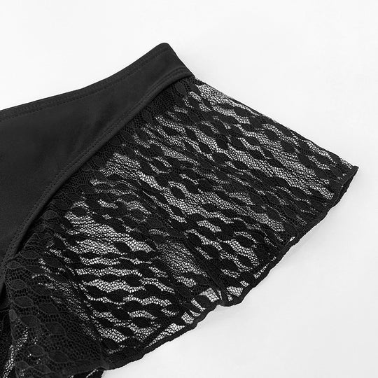 Damen Hochtailliertes Badehöschen mit transparentem Rüschendetail R&B