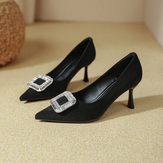 Damen elegante spitze Absatzpumps mit glamourösem Schmuckdetail R&B