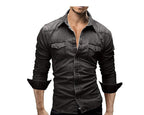 Herren Denim Hemd mit stylishen Pattentaschen und modischem Slim-Fit