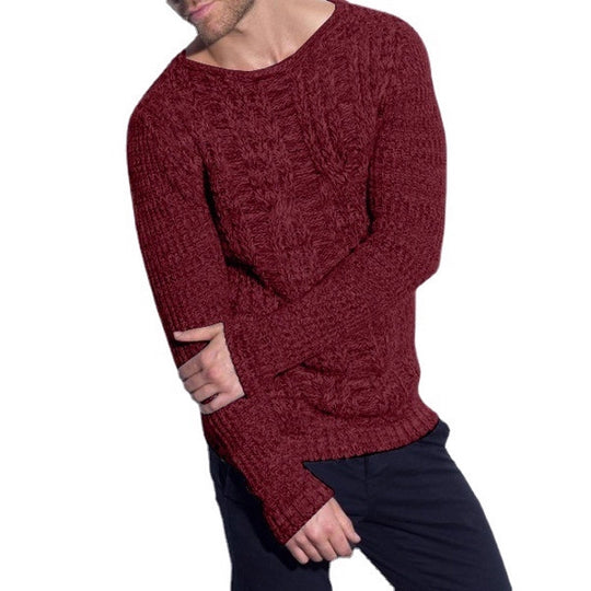 Herren Grobstrickpullover mit strukturiertem Zopfdesign und lässigem Rundhalsausschnitt R&B