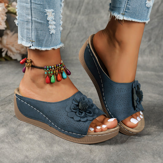 Damen Wedge-Sandaletten mit floralen Akzenten und komfortablem Fußbett R&B