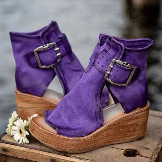 Damen Wedge-Sandaletten mit modischem Riemen-Design und ankle Strap R&B
