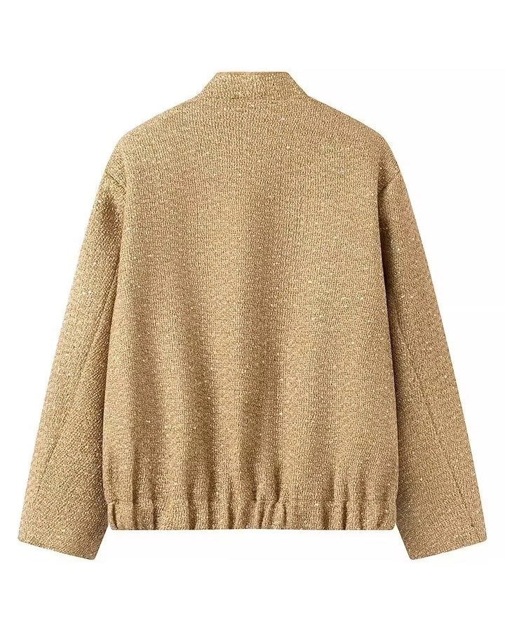 R&B | Gold Pailletten Stehkragenjacke