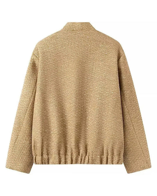 R&B | Gold Pailletten Stehkragenjacke