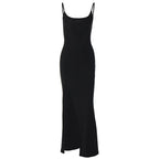 Damen elegantes Maxikleid mit seitlichem Schlitz R&B