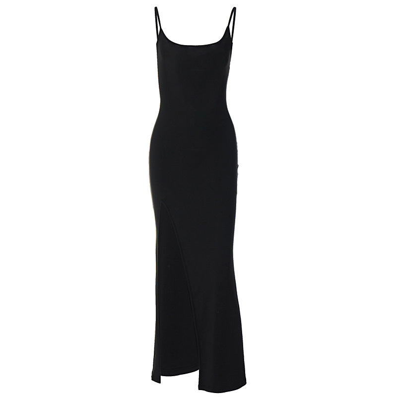 Damen elegantes Maxikleid mit seitlichem Schlitz R&B