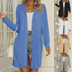 Damen lässige Langarm-Strickjacke mit Knopfdetails R&B