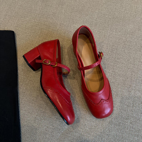 Damen elegante Mary Janes mit modischem Riemen und hochwertiger Ledersohle R&B