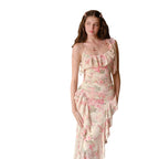 Damen Elegantes Fließendes Abendkleid mit Rüschendetails R&B