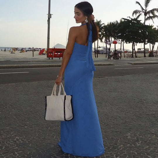 Damen Maxikleid mit sexy Rückenausschnitt und elegantem Schlitz R&B