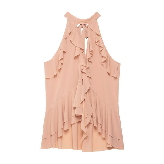 Damen elegantes Rüschenoberteil mit hochgeschlossenem Design R&B