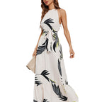 Damen Maxikleid mit floralem Print und elegantem Halsband R&B