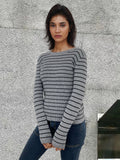 Damen Langärmliger Pullover mit modernem Streifenmuster und bequemem Schnitt