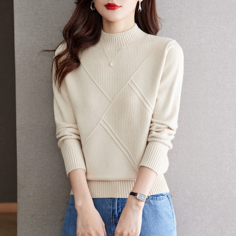 Damen eleganter Pullover mit strukturiertem Rippdesign R&B