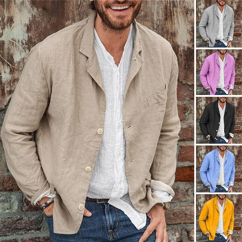 Herren Leichte Leinenjacke mit lässigem Schnitt und praktischen Taschen