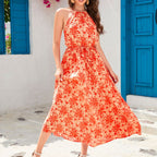 Damen Maxikleid mit floralem Muster und elastischem Taillenband R&B