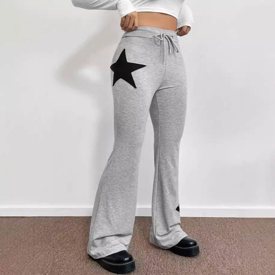 Damen lässige Sweatpants mit weitem Bein und Sternenmotiv R&B