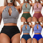 Damen Hochtailliertes Bikini-Set mit modischem Haltertop und seitlichen Schnürungen R&B