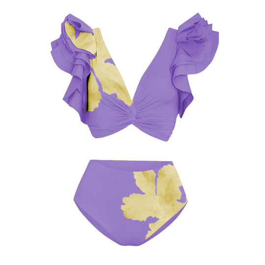 Damen Bikiniset mit voluminösen Rüschen und asymmetrischem Design R&B