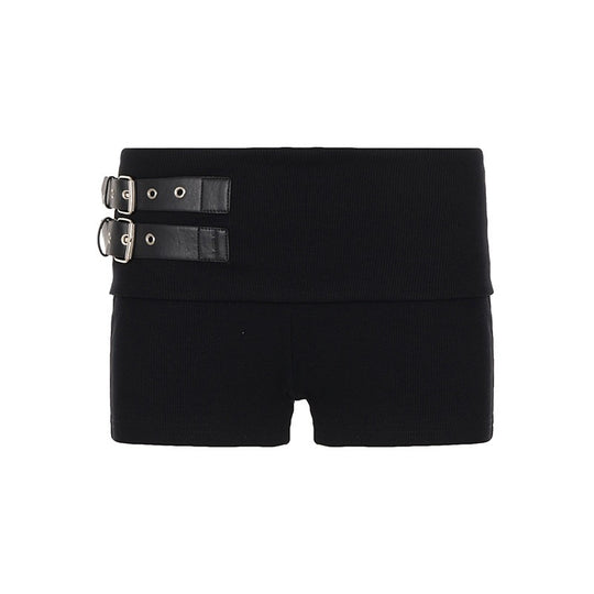 Damen Shorts mit breitem Bund und dekorativen Schnallen R&B