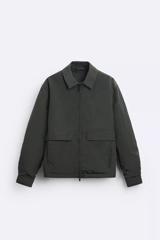 Herren urbane Utility-Jacke mit praktischen Taschen und hohem Kragen R&B