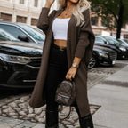 Damen modische Langarm Strickjacke mit offenem Schnitt und Waffelmuster