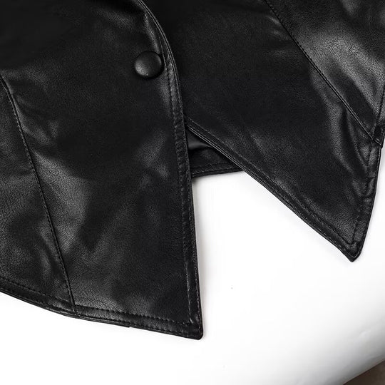 Damen elegante Kunstlederjacke mit modischen Schnürdetails R&B