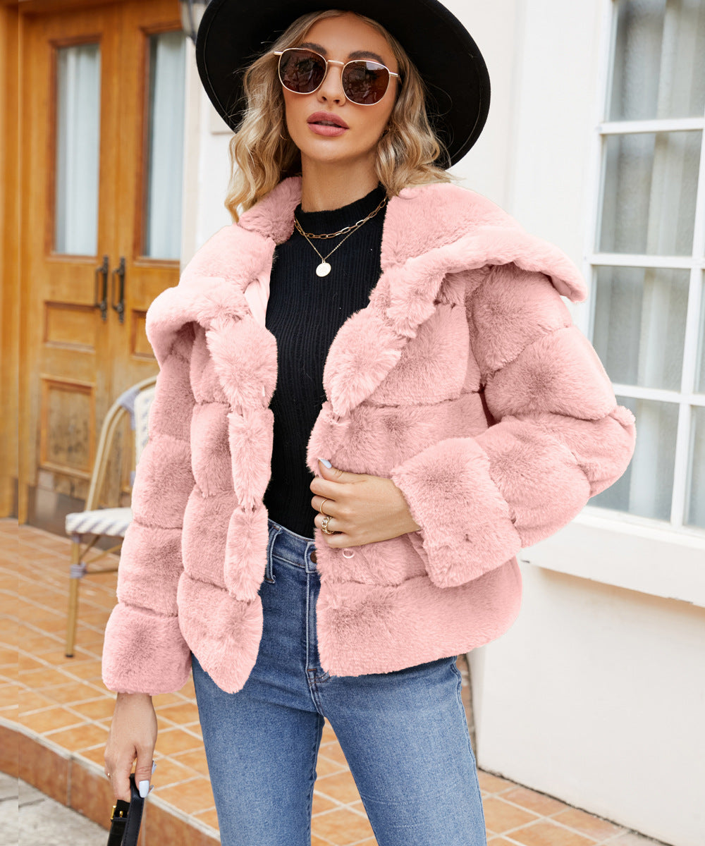 Damen Fleece-Puffjacke mit Kapuze R&B