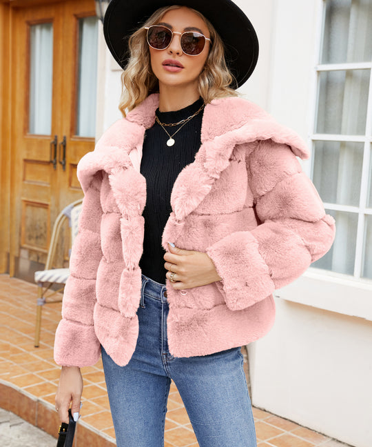 Damen Fleece-Puffjacke mit Kapuze R&B