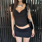 Damen Top mit verspieltem Rüschenärmel und elegantem V-Ausschnitt R&B