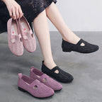 Damen atmungsaktive Slip-On Ballerinas mit elastischem Einschlupf und flexibler Sohle