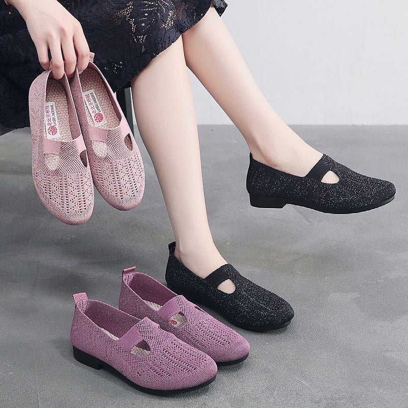 Damen atmungsaktive Slip-On Ballerinas mit elastischem Einschlupf und flexibler Sohle