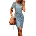 Damen Wickelkleid mit seitlichem Knotendesign und asymmetrischem Saum R&B