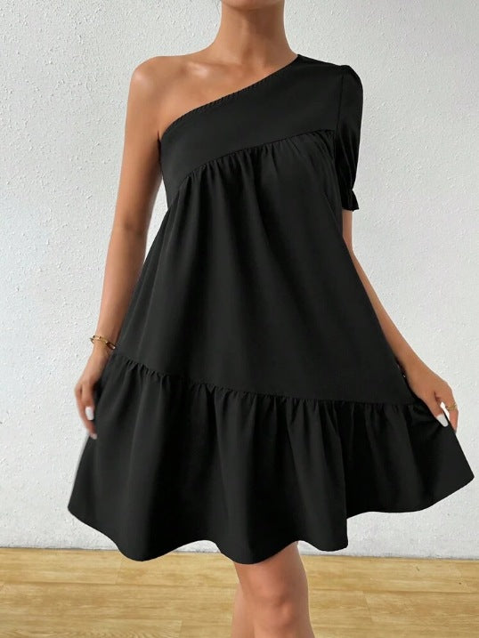 Damen Asymmetrisches Minikleid mit Volant und grafischem Muster R&B