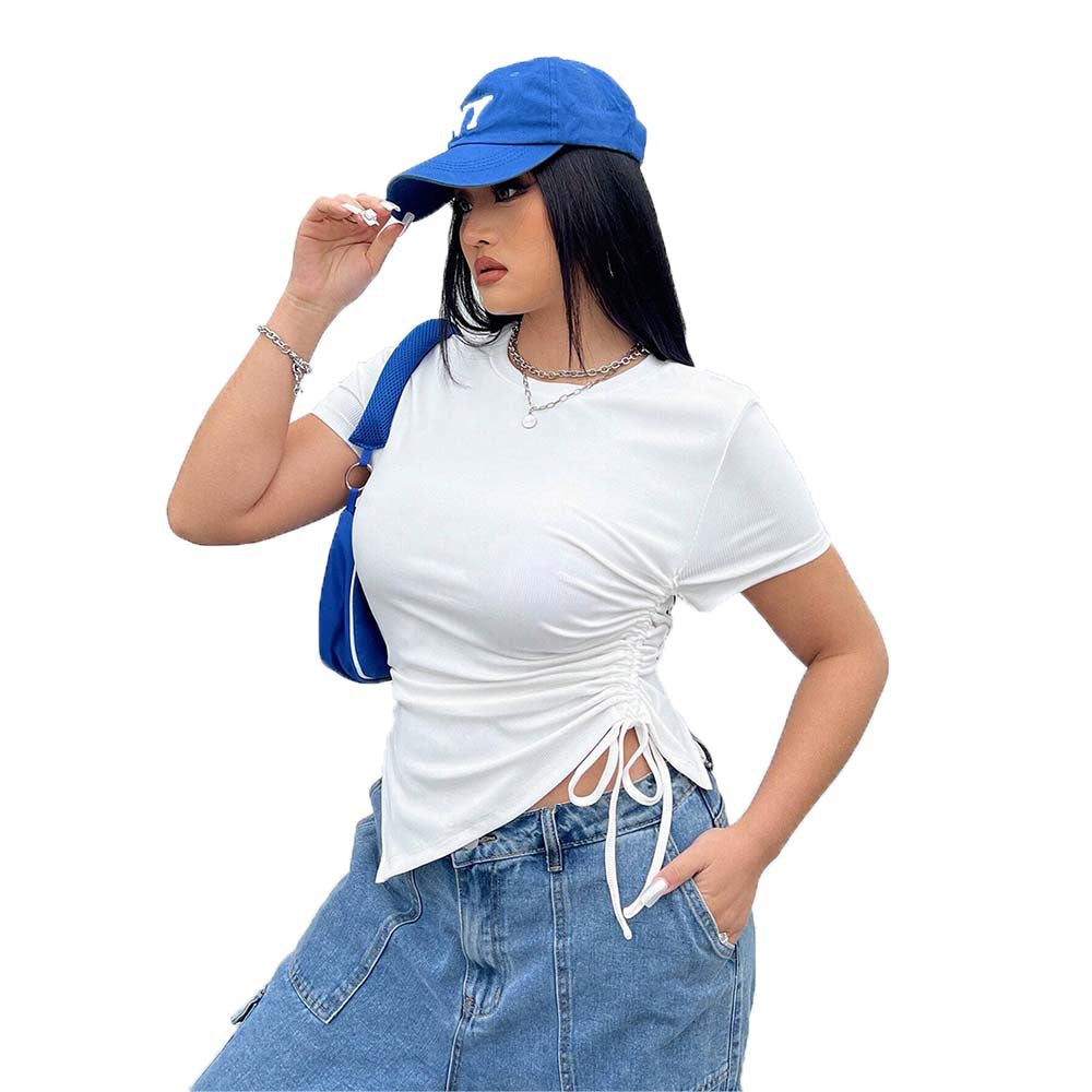 Damen T-Shirt mit seitlichen Riemen und asymmetrischem Schnitt R&B