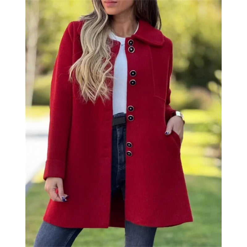 R&B | Mantel Wool Tailored Passform Einreihig Breiter Kragen Mittellang