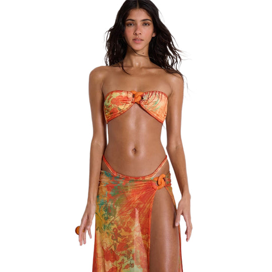 Damen Bandeau-Bikini-Set mit verspieltem Wickelrock R&B